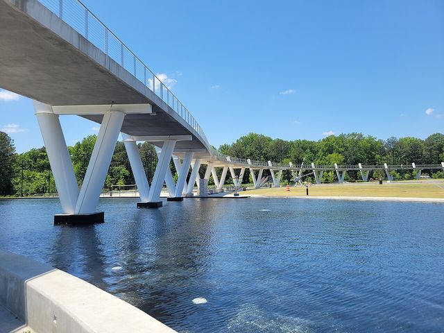 Elevated pedestrian bridge at Town Center on Main