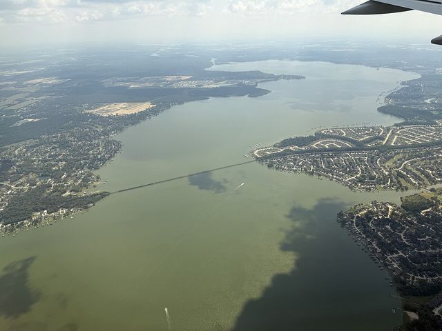 Aerial view south across Lake Houston