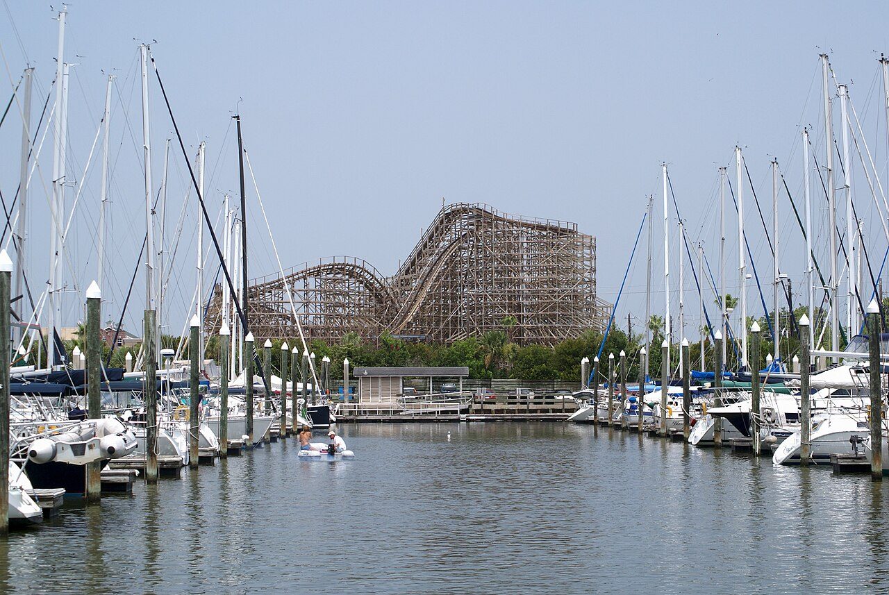 Kemah Boardwalk Bullet from across the marina