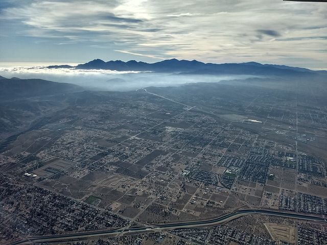 Aerial view of Hesperia and the California Aqueduct