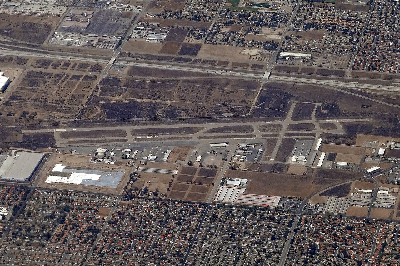 Rialto Municipal Airport seen from flight