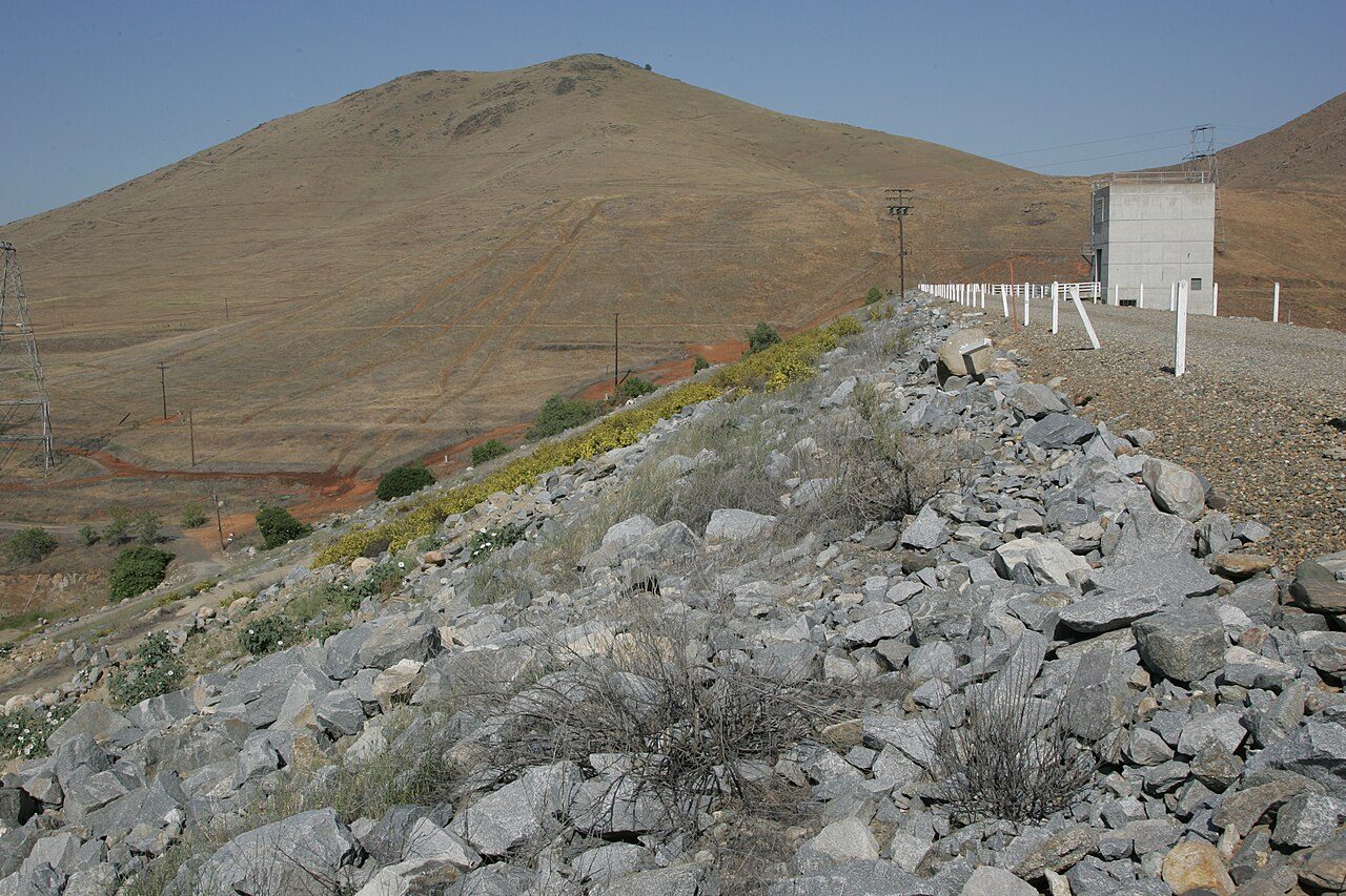 Control structure at Success Dam, looking west