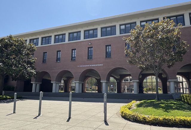 Main entrance of Archbishop Riordan High School